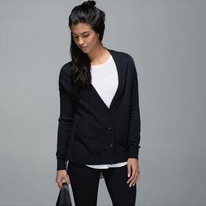 Lululemon Cardi In The FrontHeathered Black / Black Size 8